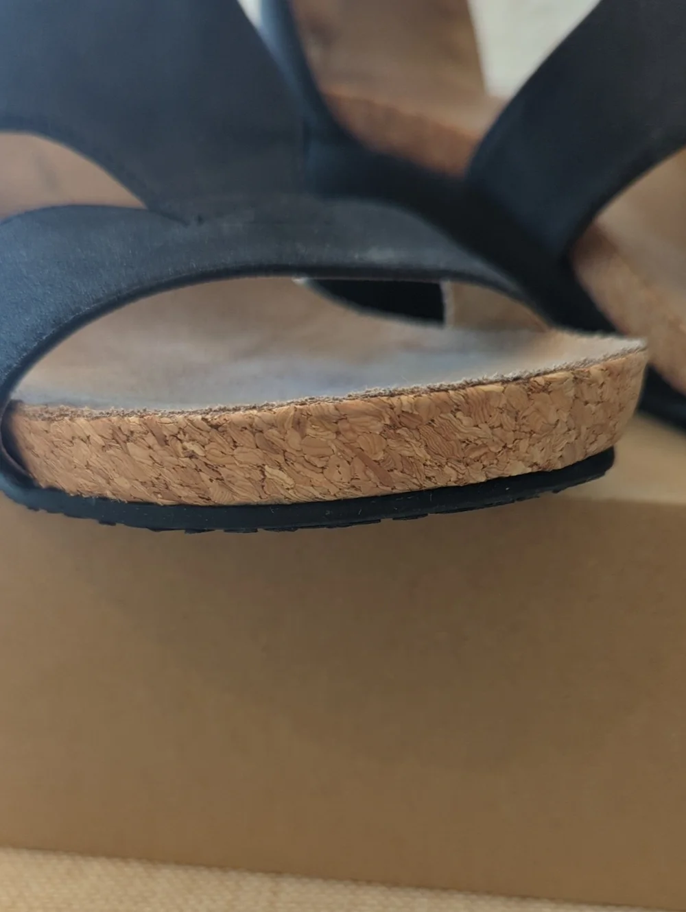 Adrienne Vittadini Black Tricia  Wedge Sandals Back Zip Cork Plataform 6.5